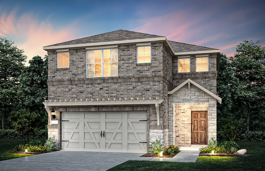 The Sienna, a two-story home with 2-car garage, sh