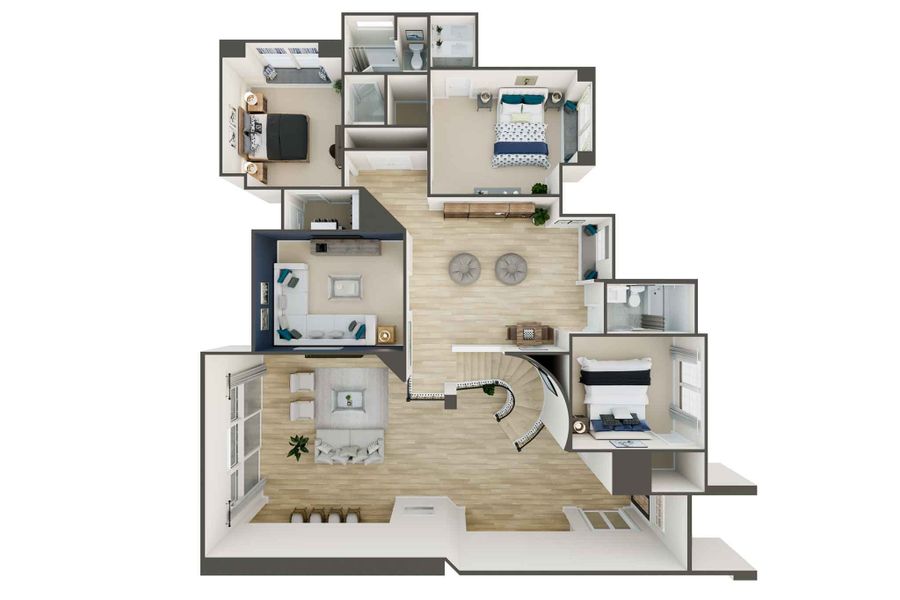 2D floor plan layout of this home in Dunham Pointe 80′, Cypress, TX (Image 4).