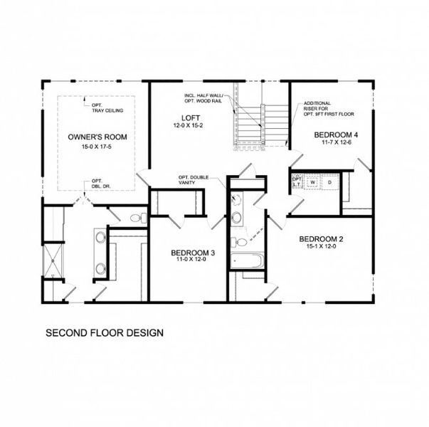2D floor plan layout for the Wyatt by Fischer Homes in Breakfast Point East, Panama City Beach, FL (Image 4).