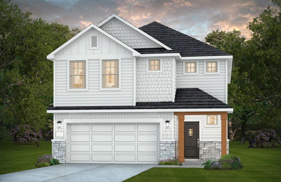 Representative exterior photo of a completed home built from the Alexander by Pulte Homes in Ellerden, Tomball, TX (Image 7). Representative exterior photo of a completed home built from the Alexander by Pulte Homes in Ellerden, Tomball, TX (Image 7).