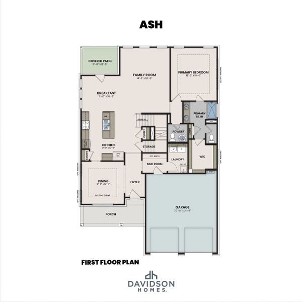 2D floor plan layout for the The Ash A-BF by Davidson Homes LLC in Bradshaw Farms, Mount Juliet, TN (Image 3).