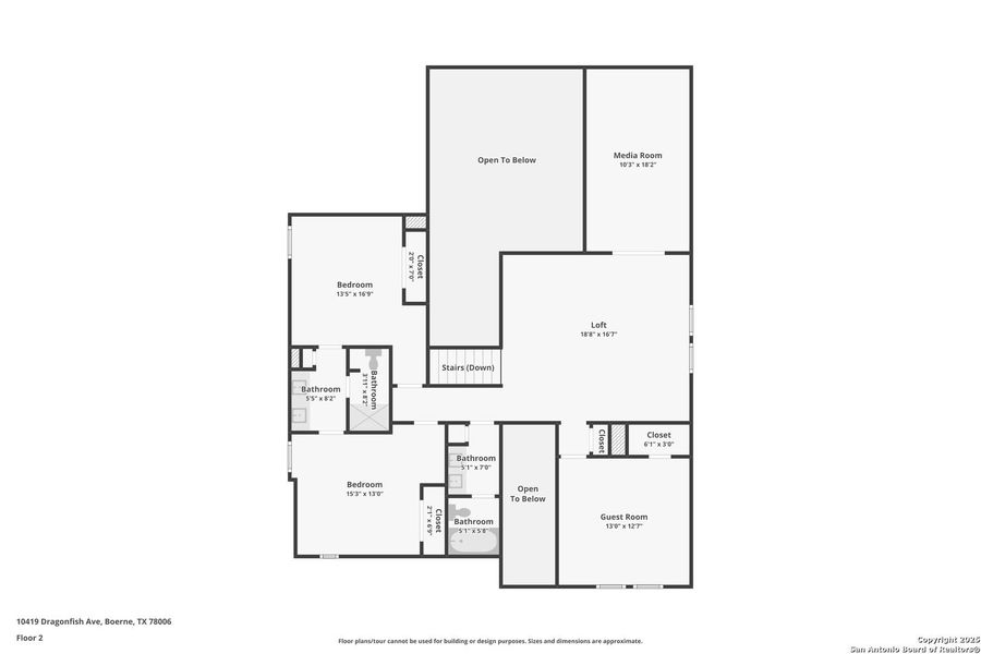 2D floor plan layout of this home in Fox Falls, Boerne, TX (Image 4).