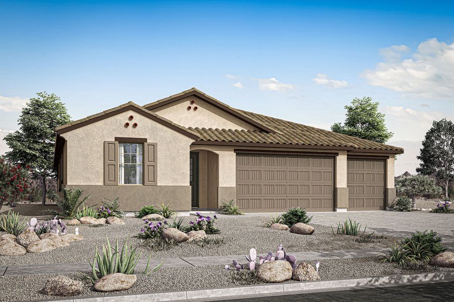 Representative exterior photo of a completed home built from the Crimson by Mattamy Homes in Miravida, Surprise, AZ (Image 22).