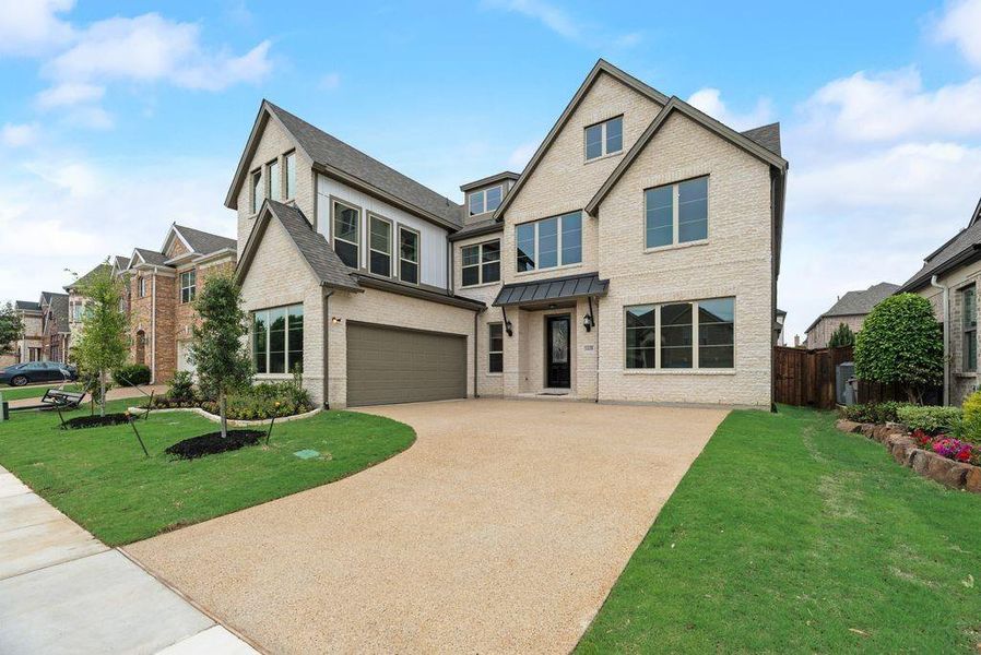 Front exterior of a new home in Frisco Hills, Little Elm, TX, highlighting curb appeal (Image 1).
