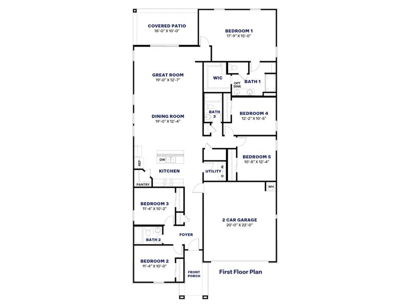 2D floor plan layout for the Laveen by D.R. Horton in Copper Falls, Buckeye, AZ (Image 5). 2D floor plan layout for the Laveen by D.R. Horton in Copper Falls, Buckeye, AZ (Image 5).