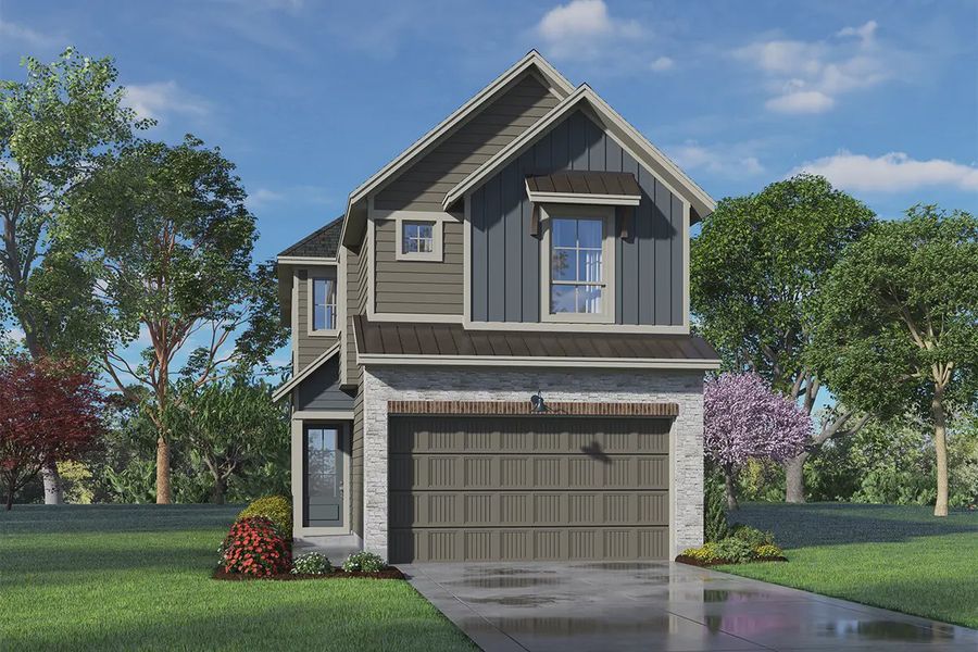 Representative exterior photo of a completed home built from the Chantilly by Chesmar Homes in The Woodland Hills Chateau, Willis, TX (Image 19).