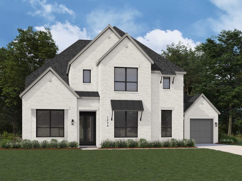 Representative exterior photo of a completed home built from the Varese Plan by Highland Homes in The Woodlands Hills, Willis, TX (Image 2).