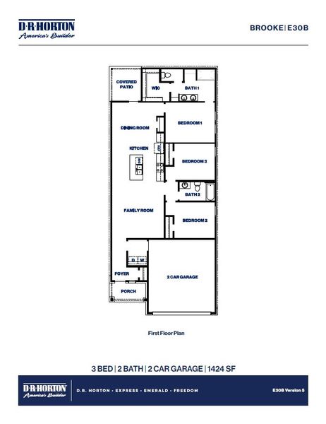 2D floor plan layout for the Brooke by D.R. Horton in Cypress Green, Hockley, TX (Image 3). 2D floor plan layout for the Brooke by D.R. Horton in Cypress Green, Hockley, TX (Image 3).