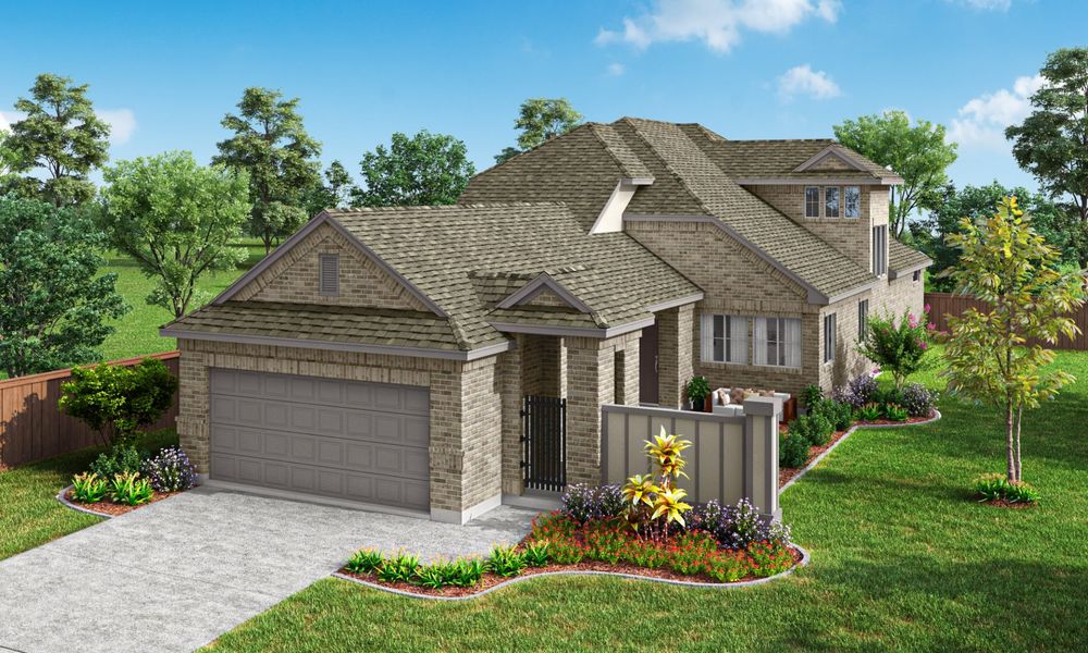 Representative exterior photo of a completed home built from the Trentino by Pacesetter Homes in The Reserve at Spiritas Ranch, Little Elm, TX (Image 2).