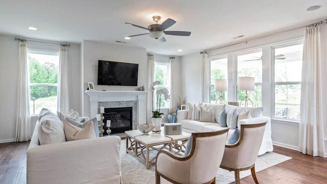 Representative furnished interior of a home built from the London by Taylor Morrison in Walden Woodlands, Huntersville (Image 6). Representative furnished interior of a home built from the London by Taylor Morrison in Walden Woodlands, Huntersville (Image 6).