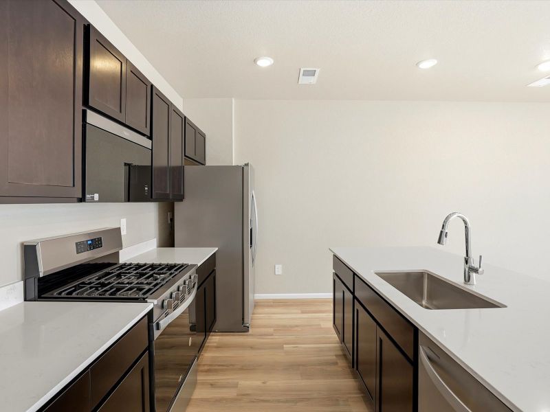 Furnished interior view inside a new home in Skyview at High Point, Aurora (Image 5). Furnished interior view inside a new home in Skyview at High Point, Aurora (Image 5).