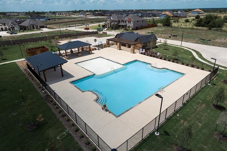 View of swimming pool with a patio and a gazebo