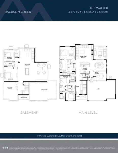 2D floor plan layout of this home in Jackson Creek, Monument, CO (Image 5).