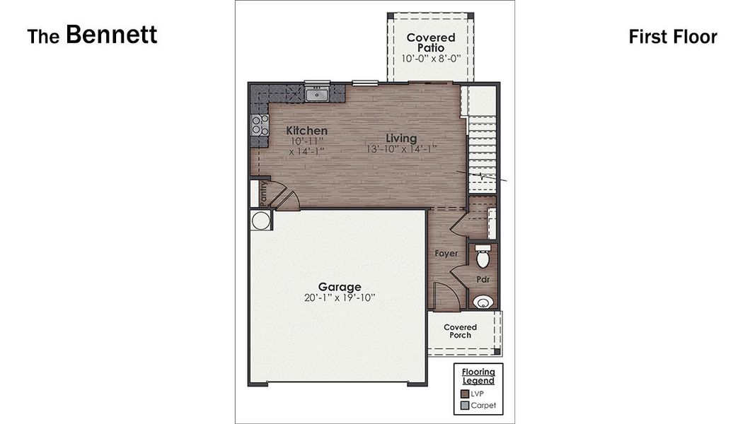 2D floor plan layout of this home in The Pines at Blake Farm, Wilmington, NC (Image 3).