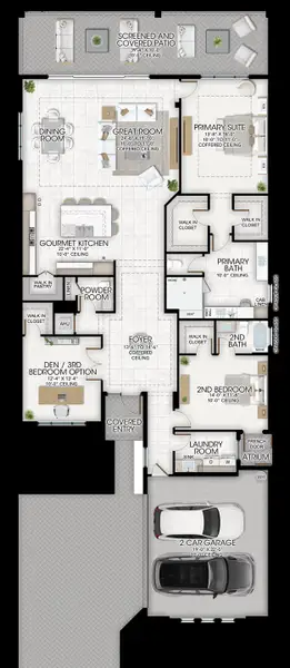 2D floor plan layout of this home in Valencia Del Mar, Boynton Beach, FL (Image 1).