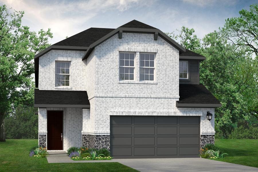 Front exterior of a new home in Elevon, Lavon, TX, highlighting curb appeal (Image 1). Front exterior of a new home in Elevon, Lavon, TX, highlighting curb appeal (Image 1).