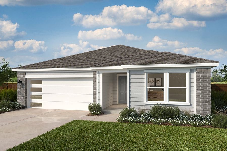 Representative exterior photo of a completed home built from the 2004 by KB Home in Eagle Creek, Denton, TX (Image 5).