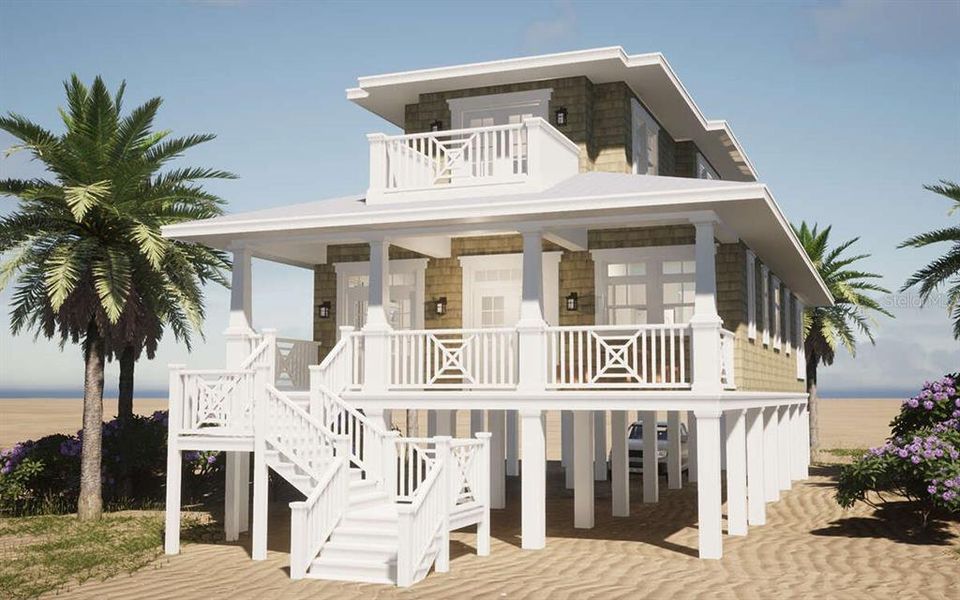 Front exterior of a new home in , Ponce Inlet, FL, highlighting curb appeal (Image 1). Front exterior of a new home in , Ponce Inlet, FL, highlighting curb appeal (Image 1).