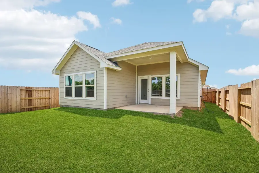 Exterior details and patio area of a home in Aldeana - Tejas Collection, Bonney (Image 4).