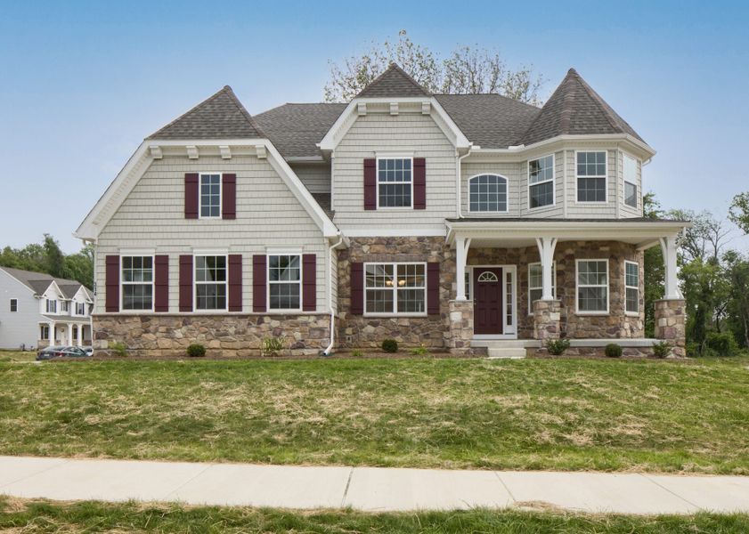 Representative exterior photo of a completed home built from the Devonshire by Keystone Custom Homes in McLean South Shore, Belmont, NC (Image 15).