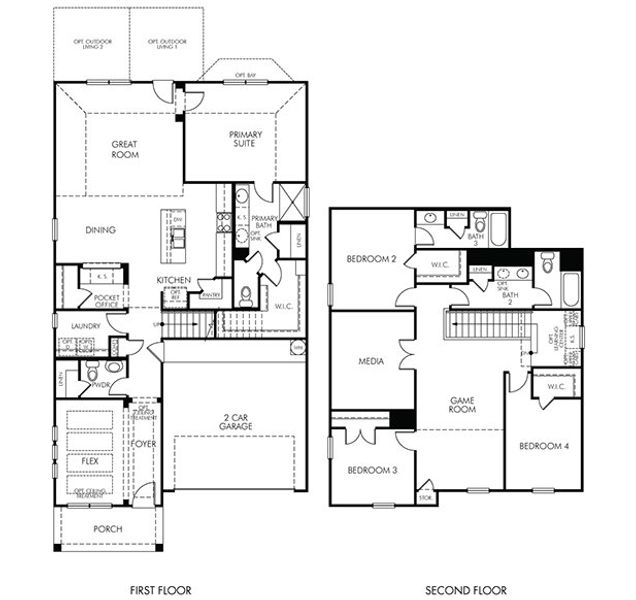 2D floor plan layout of this home in Comanche Ridge, San Antonio, TX (Image 3).