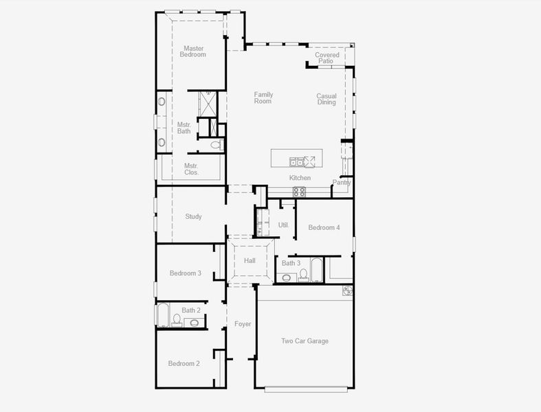 2D floor plan layout for the Somerset - Single Family Homes by Coventry Homes in Parmer Ranch, Georgetown, TX (Image 3).