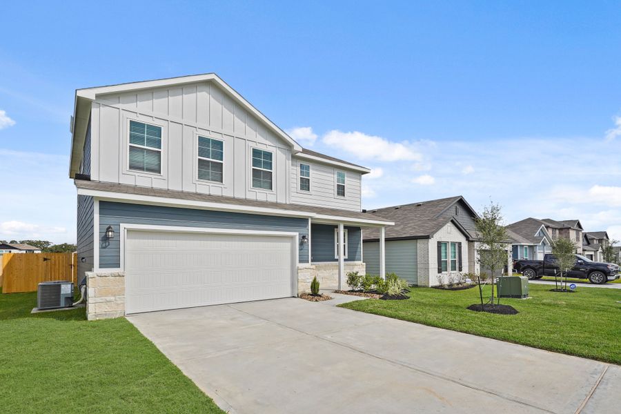 A house with a garage.
