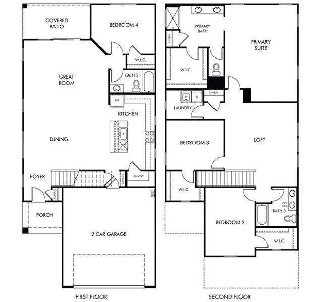 2D floor plan layout for the Citrine by Meritage Homes in Las Patrias at Star Valley Phase III - Signature Series, Tucson, AZ (Image 3). 2D floor plan layout for the Citrine by Meritage Homes in Las Patrias at Star Valley Phase III - Signature Series, Tucson, AZ (Image 3).
