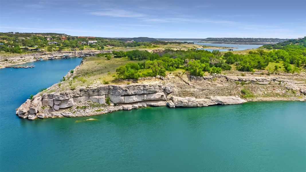 Aerial view of a large body of water