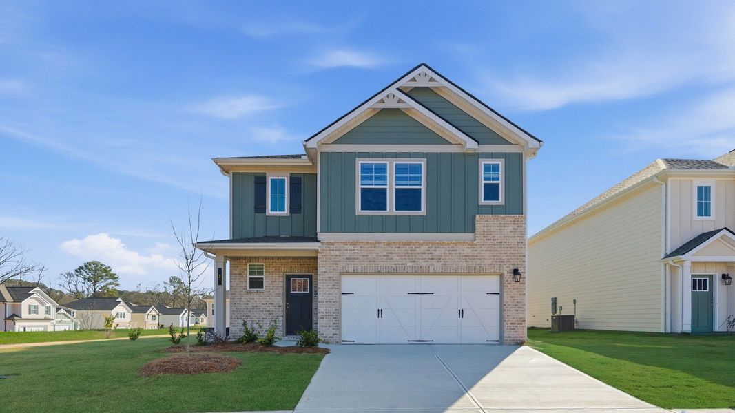 Representative exterior photo of a completed home built from the Millhaven by DRB Homes in Enclave at Evergreen, Fairburn, GA (Image 21).