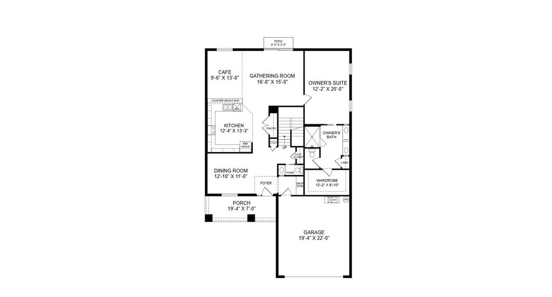 2D floor plan layout for the Wayfair II by Highland Homes of Florida in Vista Trace, Belleview, FL (Image 3).