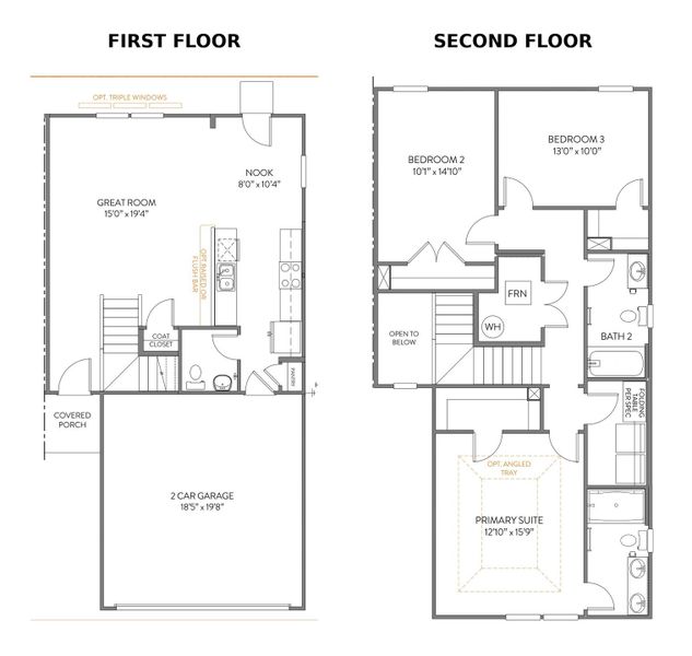2D floor plan layout of this home in Harris Place Aurora, Mooresville, NC (Image 1). 2D floor plan layout of this home in Harris Place Aurora, Mooresville, NC (Image 1).