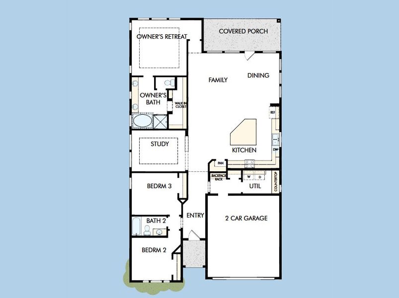 2D floor plan layout for the The Tulip by David Weekley Homes in Windsong - Reserve Series, Boerne, TX (Image 3). 2D floor plan layout for the The Tulip by David Weekley Homes in Windsong - Reserve Series, Boerne, TX (Image 3).
