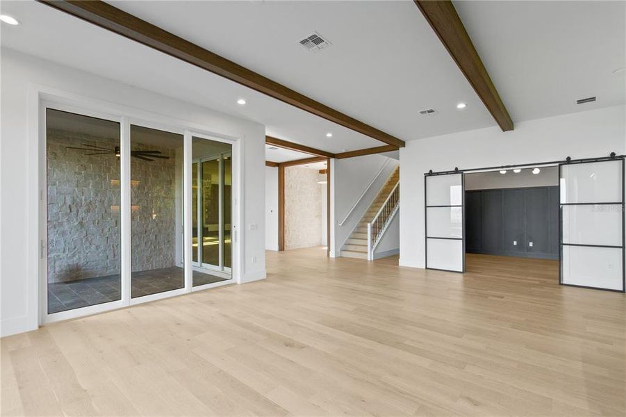 Office behind glass doors