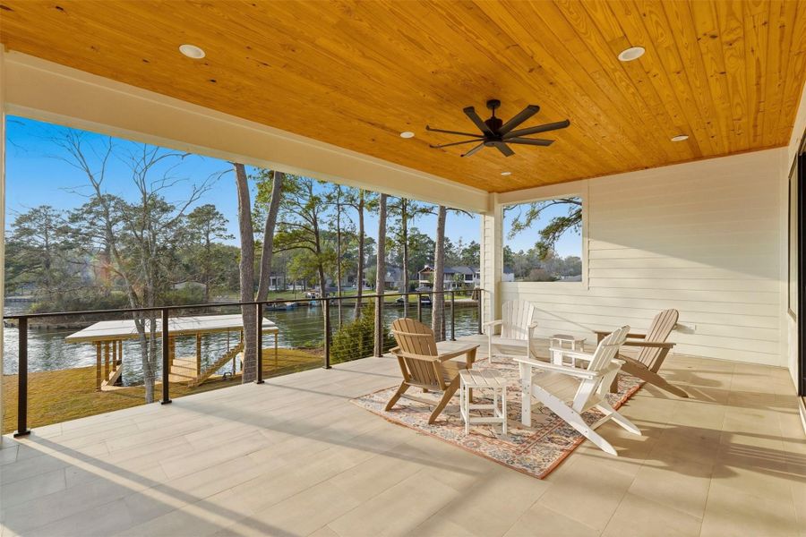 Upstaairs Balcony Overlooking the Pool and Lake Conroe