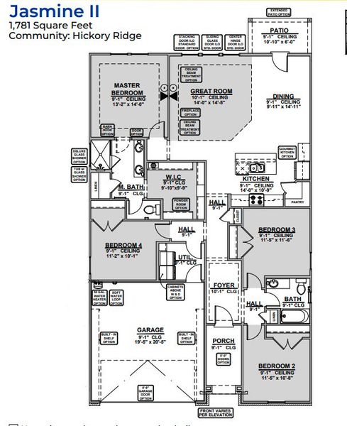 2D floor plan layout for the Jasmine by Hakes Brothers in Veranda Signature, San Antonio, TX (Image 3).