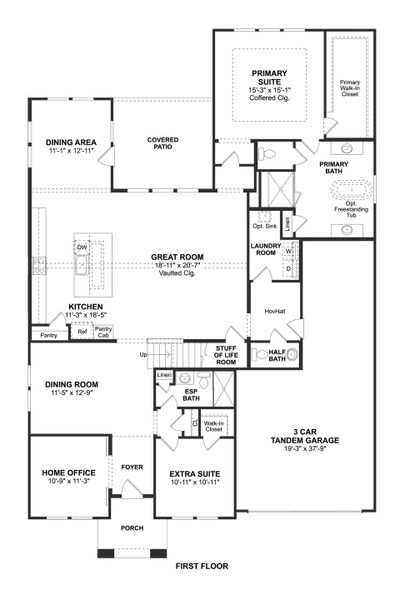 2D floor plan layout for the Mykonos by K. Hovnanian® Homes in Monterra, Rockwall, TX (Image 3). 2D floor plan layout for the Mykonos by K. Hovnanian® Homes in Monterra, Rockwall, TX (Image 3).