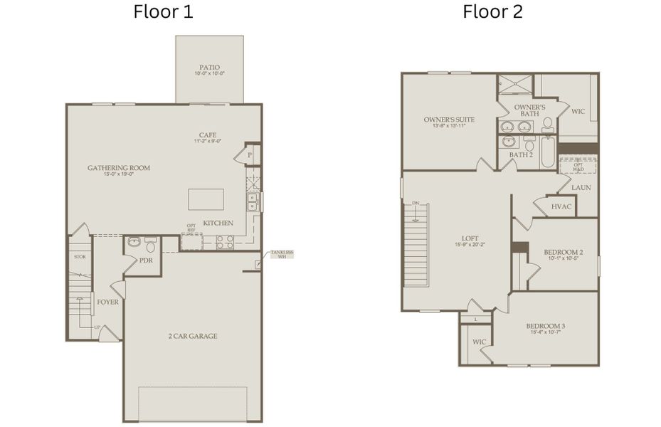 2D floor plan layout of this home in Carpenter Falls, Durham, NC (Image 5).