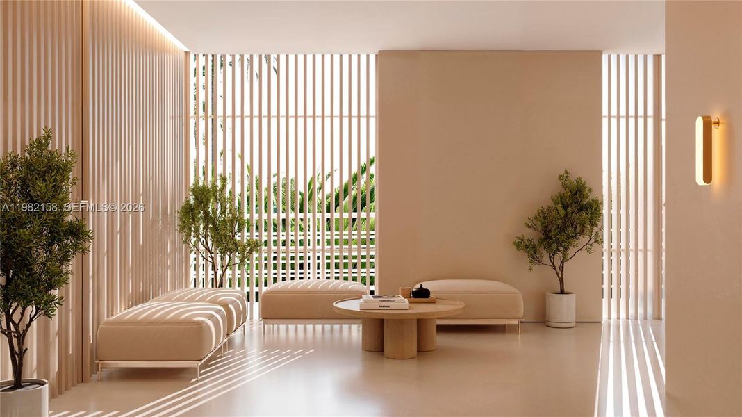 Furnished interior view inside a new home in , Miami Beach (Image 12). Furnished interior view inside a new home in , Miami Beach (Image 12).