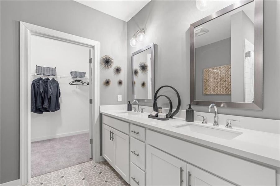 Double vanity and so much storage!*Images from the model home. Not subject unit*