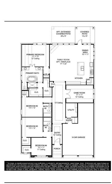 2D floor plan layout of this home in Wolf Ranch, Georgetown, TX (Image 2).