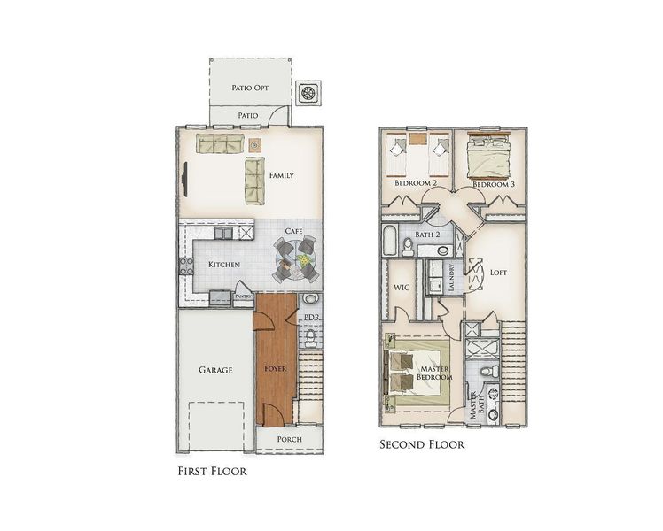 2D floor plan layout of this home in Tributary At The Park At Rivers Edge, North Charleston, SC (Image 3).