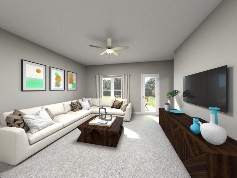 Furnished interior view inside a new home in Butler Farms - Americana Collection, Liberty Hill (Image 5). Furnished interior view inside a new home in Butler Farms - Americana Collection, Liberty Hill (Image 5).