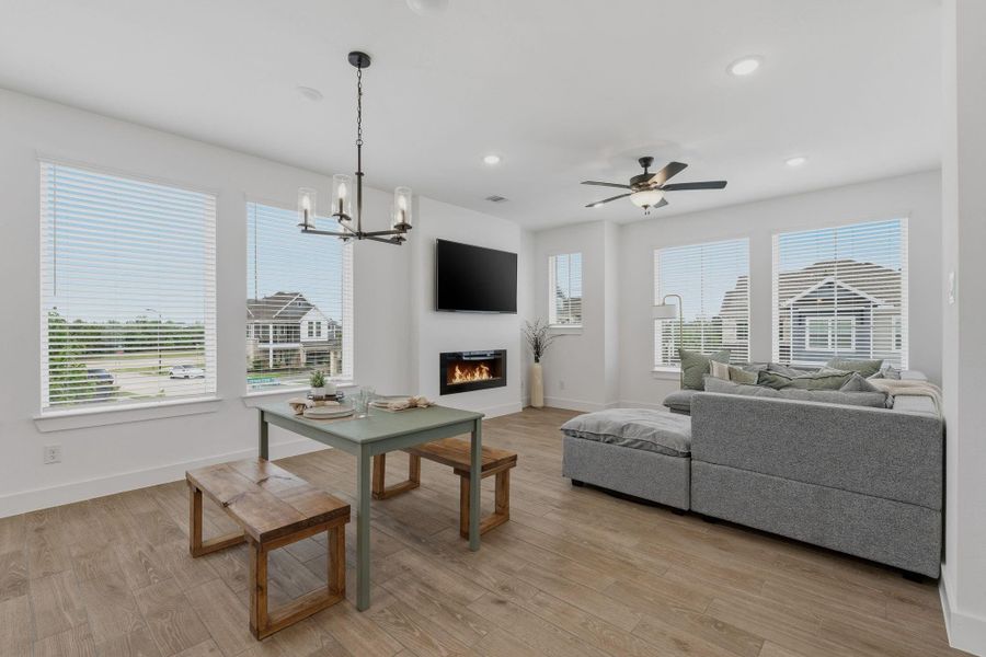 Dining area with space for a large table.