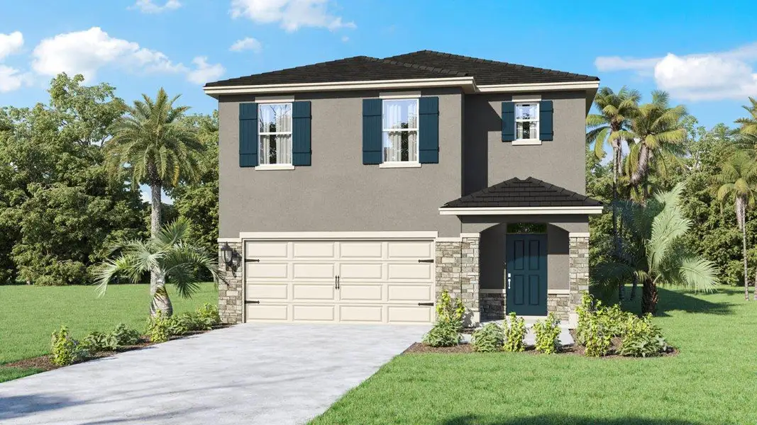 Front exterior of a new home in Crosswinds, Haines City, FL, highlighting curb appeal (Image 2).