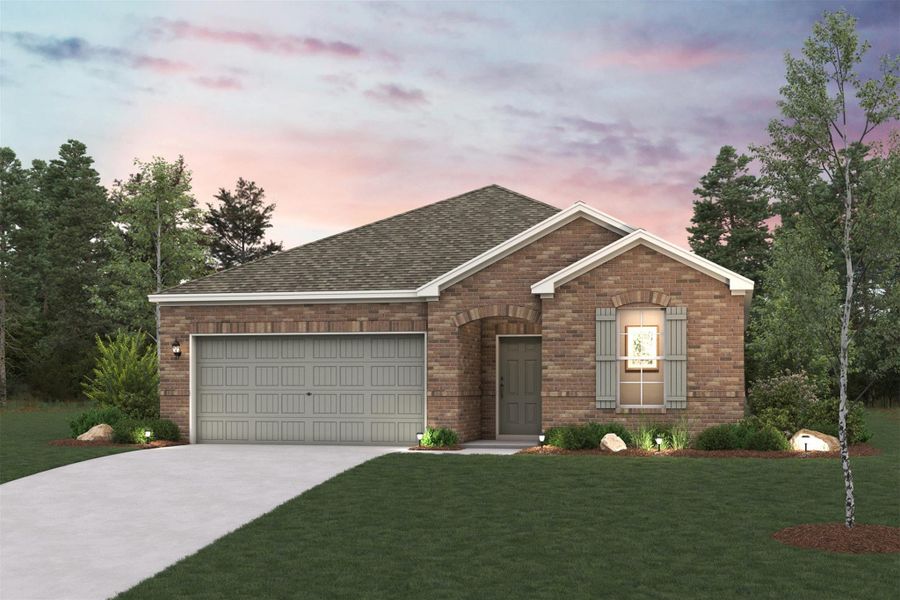 Front exterior of a new home in Reveille Estates, Bryan, TX, highlighting curb appeal (Image 1). Front exterior of a new home in Reveille Estates, Bryan, TX, highlighting curb appeal (Image 1).
