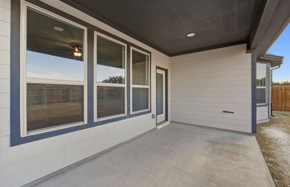 Exterior details and patio area of a home in Saddleback at Santa Rita Ranch, Liberty Hill (Image 3). Exterior details and patio area of a home in Saddleback at Santa Rita Ranch, Liberty Hill (Image 3).