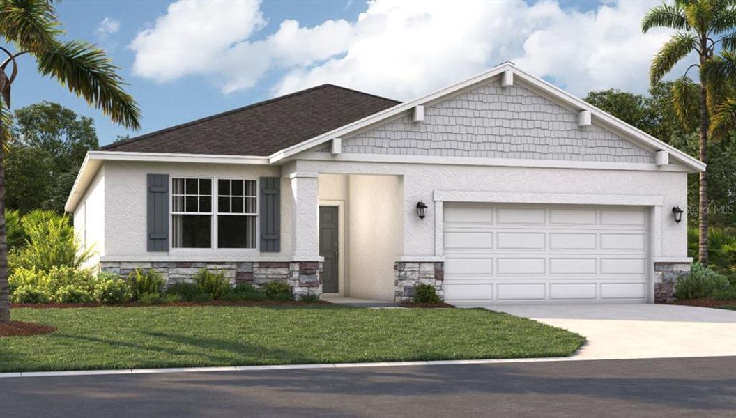 Front exterior of a new home in Village at Windsor Reserve, Eagle Lake, FL, highlighting curb appeal (Image 1). Front exterior of a new home in Village at Windsor Reserve, Eagle Lake, FL, highlighting curb appeal (Image 1).