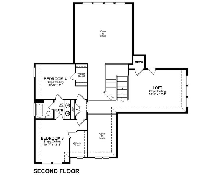 2D floor plan layout for the Bastrop by Beazer Homes in Legacy, League City, TX (Image 4).