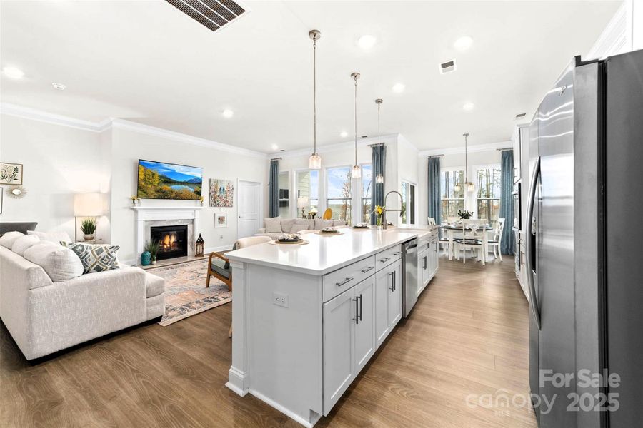 Kitchen overlooks the family room